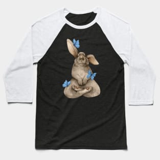 meditating bunny with butterflies Baseball T-Shirt